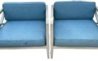 Restoration Hardware Pair of Teak Lounge Chairs Mustique Collection - Retail $5000