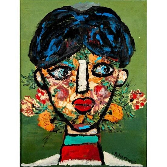 Rocco Monticolo (b. 1931) Oil on Canvas, Flower Girl