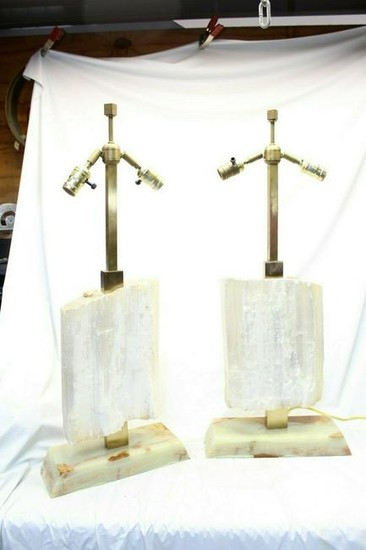 Rock Lamps ,Solid Selenite pair Custom design