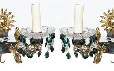 Rococo Style Gilt Bronze And Glass Sconces, Pair