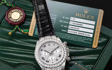Rolex. An Important White Gold and Full Diamond-Set Chronograph Wristwatch