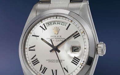 Rolex, An outstandingly rare and historically interesting stainless steel prototype wristwatch with center seconds, day, date, luminous dial and bracelet