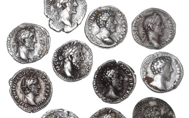 Roman Empire, coll. different Denarius, mostly Antoninus Pius, 138–161, and Marcus Aurelius, 161–180. (11)