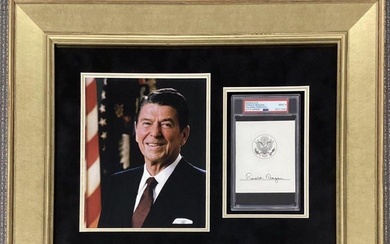Ronald Reagan Signed Photo 8x10 Bookplate Signed President (PSA SLABBED)