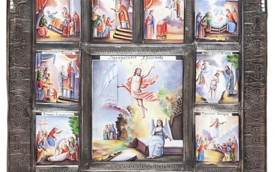 Russia, The Resurrection Of Christ and 12 Calendar Feasts (Prazdnik), Icon, 19th/20th Century