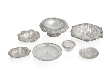 SEVEN AMERICAN STERLING SILVER BOWLS AND TRAYS