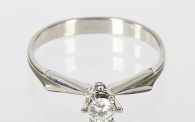 SOLITAIRE RING WITH DIAMOND 0.19ct, 18K white gold.