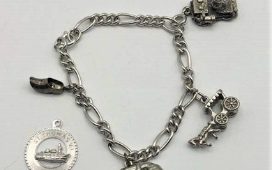 STERLING SILVER Charm Bracelet with 5 Charms