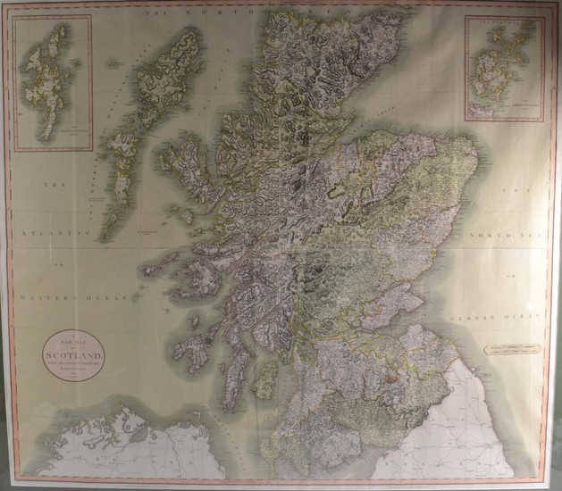 STUNNING and rare to find ! Large framed SCOTLAND map by JOH...