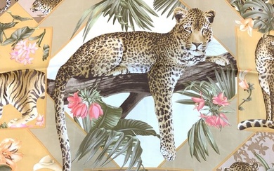 Salvatore Ferragamo Tiger & Leopard Silk Scarf, IT