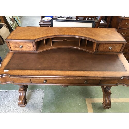 'Schnadig' Leather Top Wooden Writing Desk with Three Drawer...
