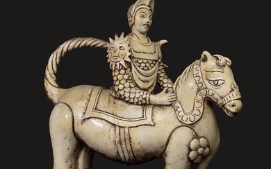 Sculpture représentant un personnage masculin à cheval (d'après "Il Flaminio") Sculpture en plastique cm 170x200x60...