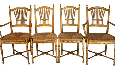 Set of 4 Rush Seat Painted Chairs