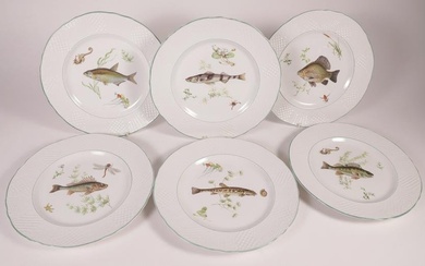 Set of Six Marlborough Old English Ironstone Embossed Boarder Dinner Plates