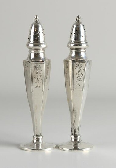 Set with two silver sprinklers, 800/000, on round base