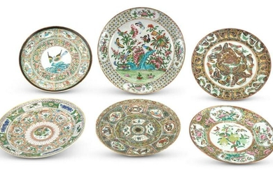 Six Chinese Export Enameled Porcelain Plates