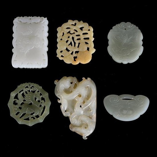 Six Chinese White Jade Pendants