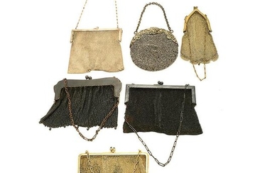 Six Vintage Silvered Bags/Purses