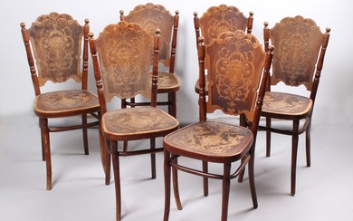 Six chaises de salon. Vienne, 2e moitié du 19e siècle. Jacob & Josef Kohn. Bois...