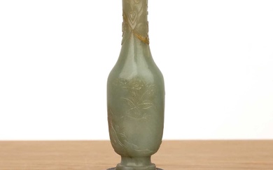 Small jade miniature vase on a wood stand Chinese, 18th/19th...