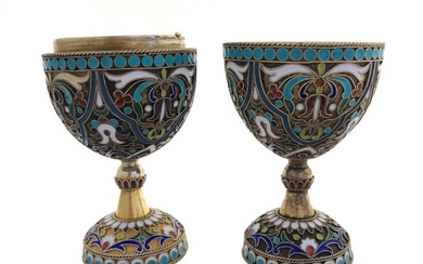 Special item, Russian silver and enamel Cups for grooms...