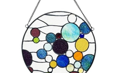 Stained Art Glass Bubbles Hanging Window Panel
