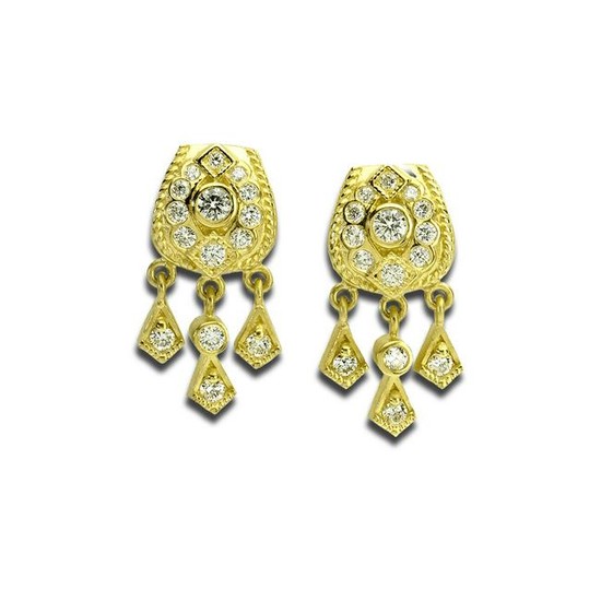 Stambolian Yellow Gold and Diamond Drop Dangle Earrings