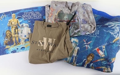 Star Wars Collection of Promotional Posters, Wrapping paper, T-Shirts and Bedding items from the 90s