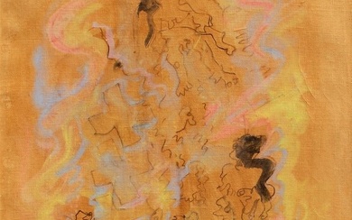 TANCREDI Parmeggiani, Facezie, 1961 ca, mixed media on paper laid down on canvas, cm 96x70