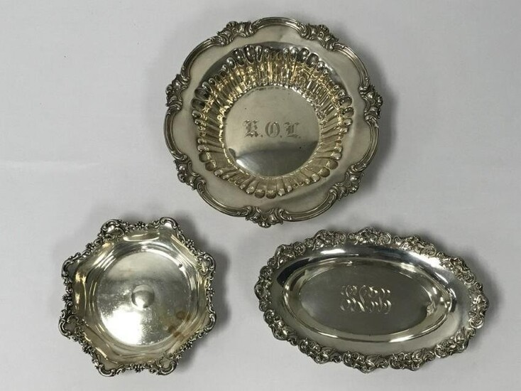 THREE PIECES, AMERICAN STERLING HOLLOWARE, 20TH C.