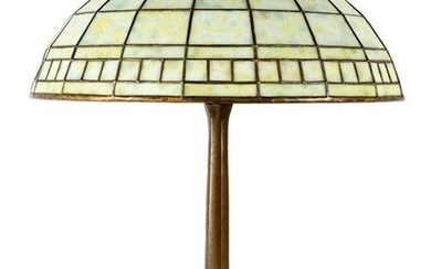 TIFFANY STUDIOS BRONZE & GLASS TABLE LAMP