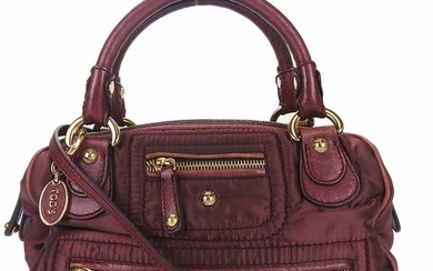 TOD'S 2way handbag shoulder nylon leather red Bordeaux wine ladies hand bag