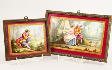 TWO 19TH CENTURY FRENCH PORCELAIN PLAQUES, young