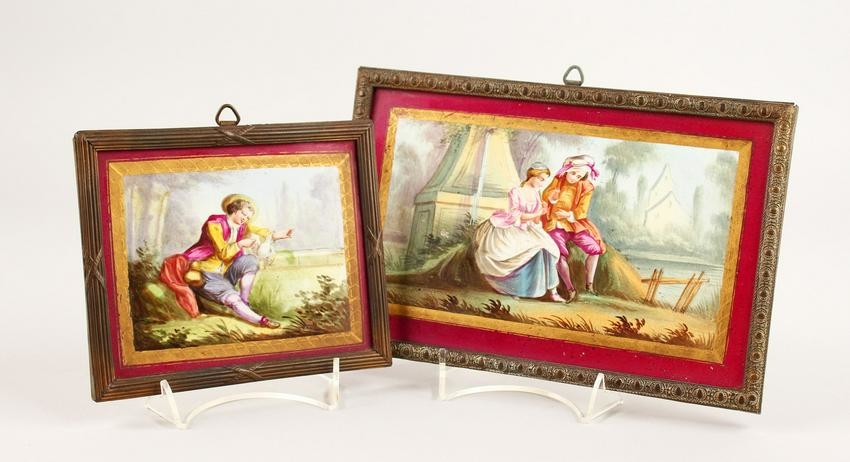 TWO 19TH CENTURY FRENCH PORCELAIN PLAQUES, young