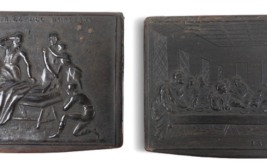 TWO FRENCH PRESSED HORN SNUFF BOXES, EARLY-TO-MID-19TH CENTURY Width: 3 5/8 in. (9.2 cm.)