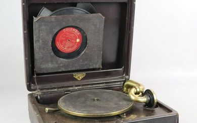 Table Top Victrola w/ records
