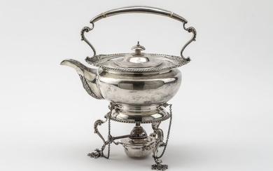 Teapot on Rechaud. Teapot on a stand ring,...