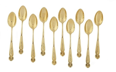 Ten Tiffany & Co. 18K Gold Demitasse Spoons