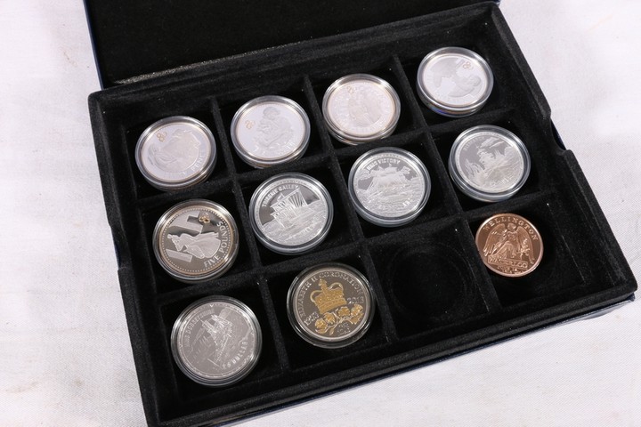 The Royal Mint five silver proof coins from the Queen's 80th...