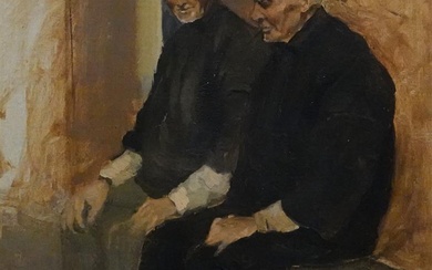 (-), The conversation, insigned, early 20th century, oil...