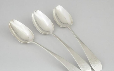 Three American Silver Coffin-End Table Spoons, John &
