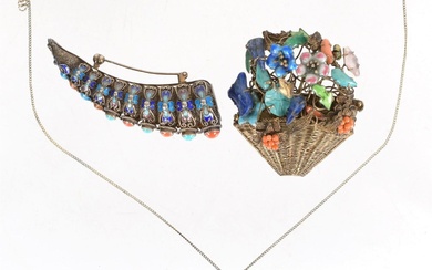 Three Pieces of Chinese Enameled Jewelry