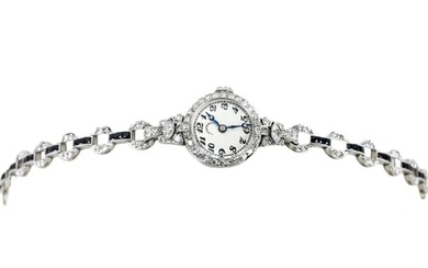 Tiffany & Co Deco Platinum Diamond Sapphire Watch