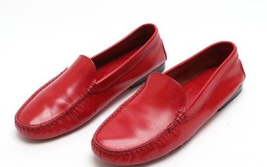 Tod's Red Leather Loafers, Size 7.5