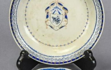 Two 18th C Chinese Export Porcelain Armorial Bowls