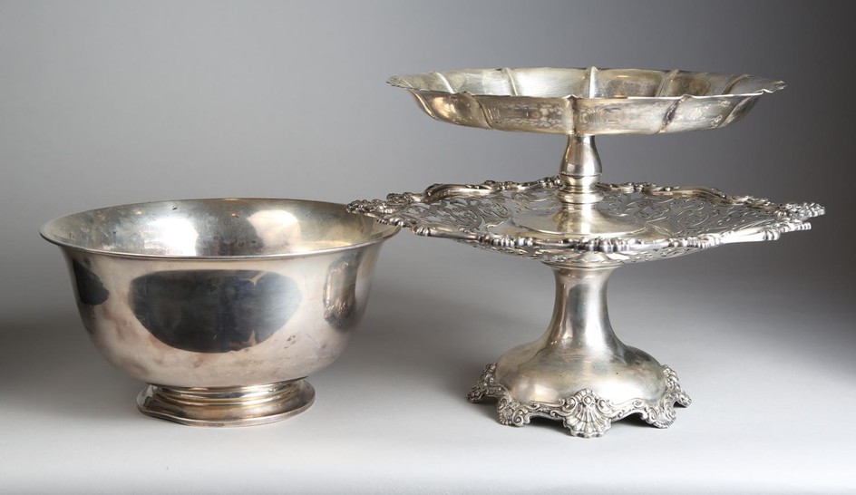 Two American Sterling Silver Platters and a Bowl, Bailey Banks and Biddle and Crichton Bros ATR2