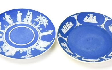 Two Antique 19th C Blue Wedgwood Plates