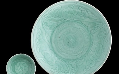 Two Chinese celadon plates, 18th/19th century
