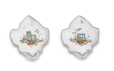 Two Cozzi leaf-shaped dishes, circa 1760-70