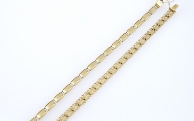 Two Gold Flexible Bracelets, 18K 13 dwt.